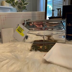 NWT Alexander McQueen Metallic Silver Pouch